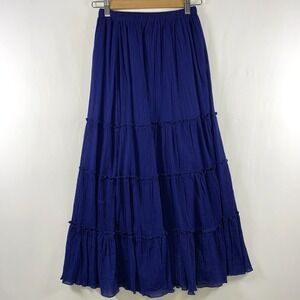 Womens Y2K Tiered Broomstick Maxi Skirt  XXS Boho Gypsy Festival Peasant Hippie